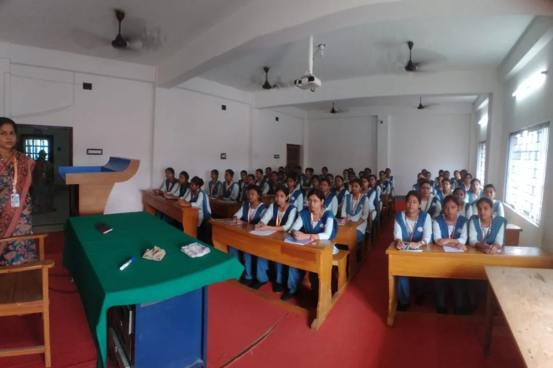 class room of a nursing first year batch at jiaganj school of nursing
